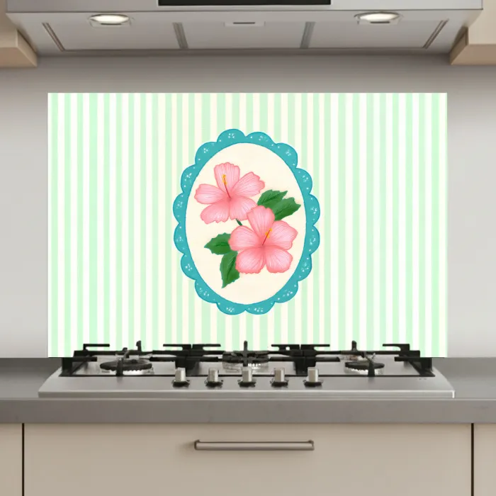 Bloemen - Ovaal - Strepen - Groen keuken achterwand spatscherm klein -3d_website