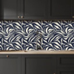 Bladvormen - Blauw - Patroon - Wit keuken achterwand 2 middel 871 -sfeer1