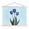 Tulpen - Blauw - Bladeren textielposter latten blank klein -3d