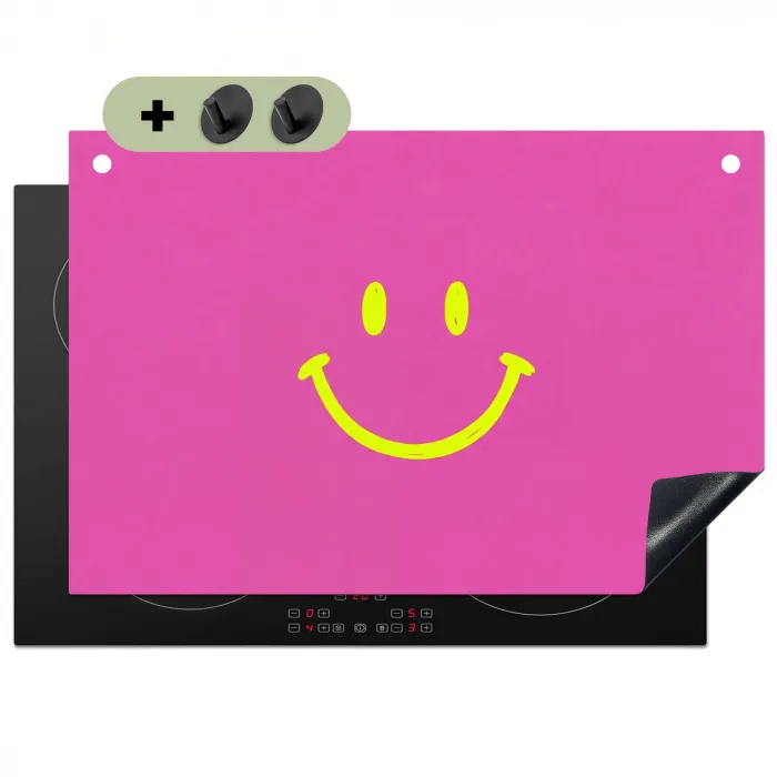 Smiley - Vrolijk - Roze Inductie beschemer met haakjes klein -3d