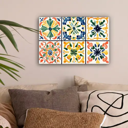 Spaans - Tegels - Keramiek - Bloemen canvas 2cm klein -sfeer1