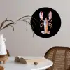 Kreeft - Roze - Zacht - Zwart Wandcirkel behangsticker klein -sfeer3