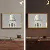 Witte koepel - Gouden Details - Moskee Light Box met batterij (Wandlamp) middel -sfeer3