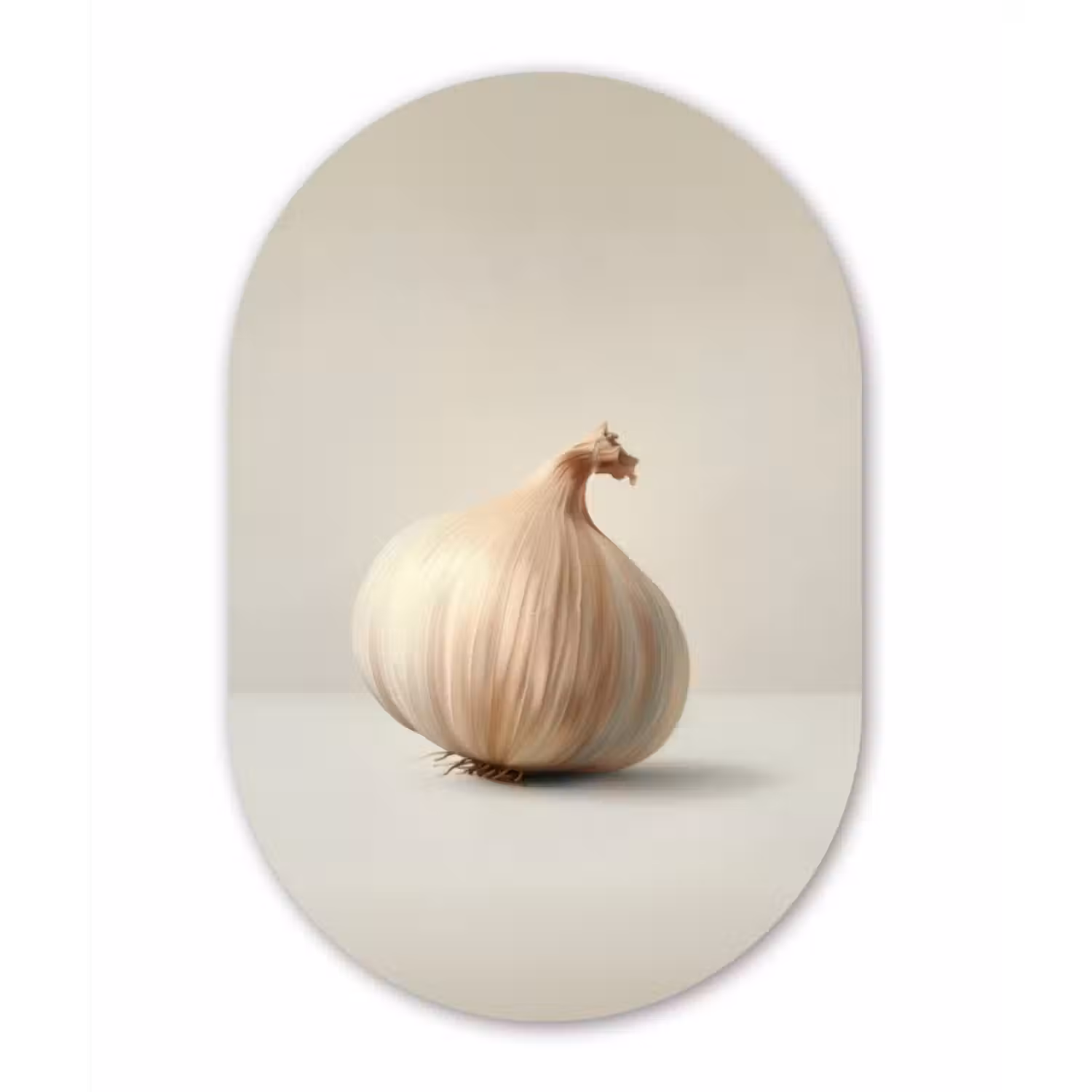 Muurovaal glas - Knoflook - Natuurlijk - Beige