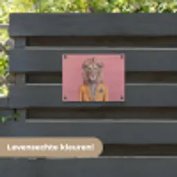 Leeuw - Pak - Geruit - Bril tuinposter los doek klein -sfeer3