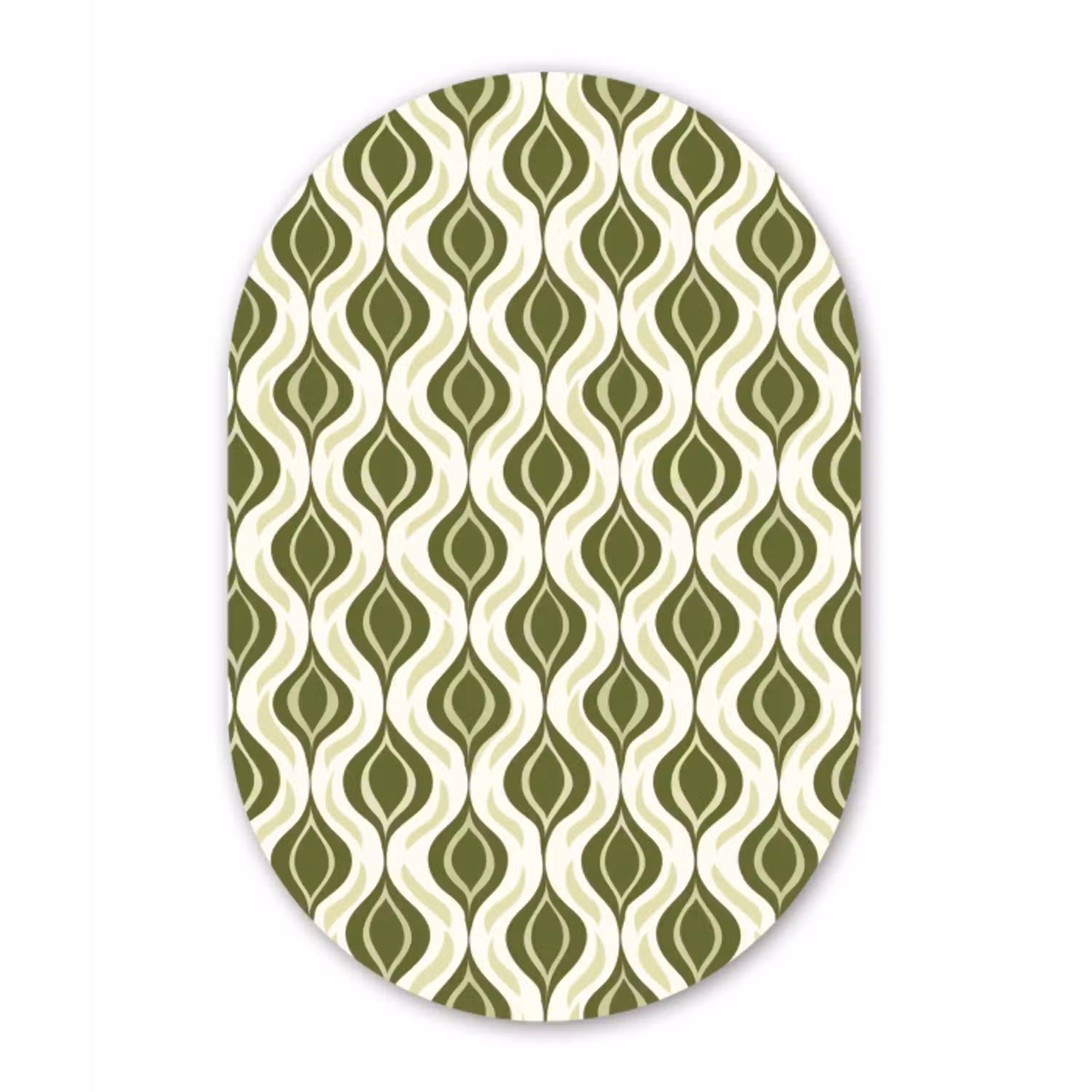 Patroon - Retro - Groen Wandcirkel Ovaal Aluminium middel 839 -3d