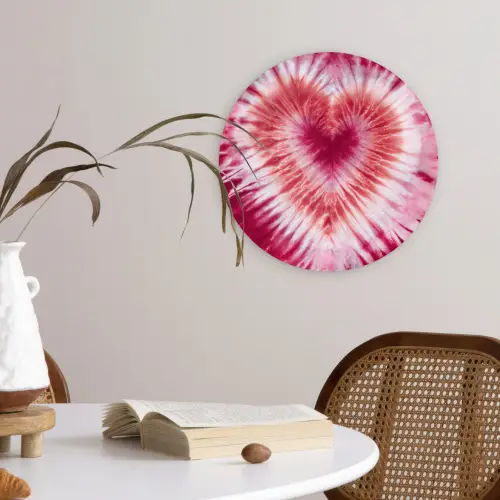 Hartvorm - Roze - Tie dye Wandcirkel kunststof plaat 5mm dik klein -sfeer4