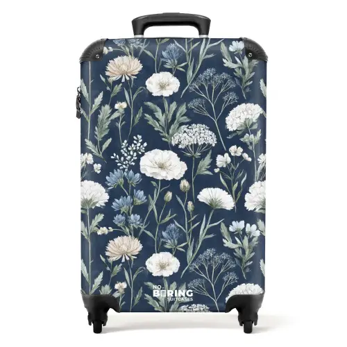 Bloemen patroon blauw NBS - Handbagage koffer - Kinderen Unisex middel -productfoto_recht