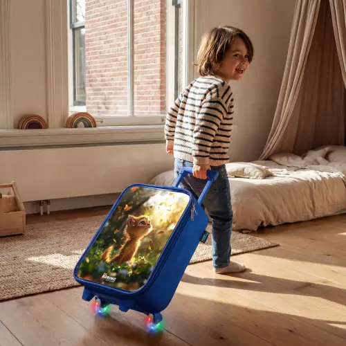 Hendrik herfstkatje Kinderkoffer - Blauw klein -sfeer1