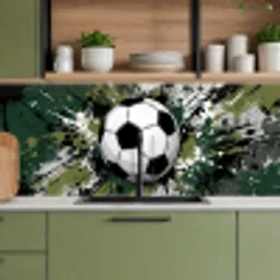 Voetbal - Verf - Spetters - Groen keuken achterwand 2 middel -sfeer3
