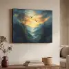 Vogels - Zon - Bomen - Groen Textielframe - compleet frame klein -sfeer3