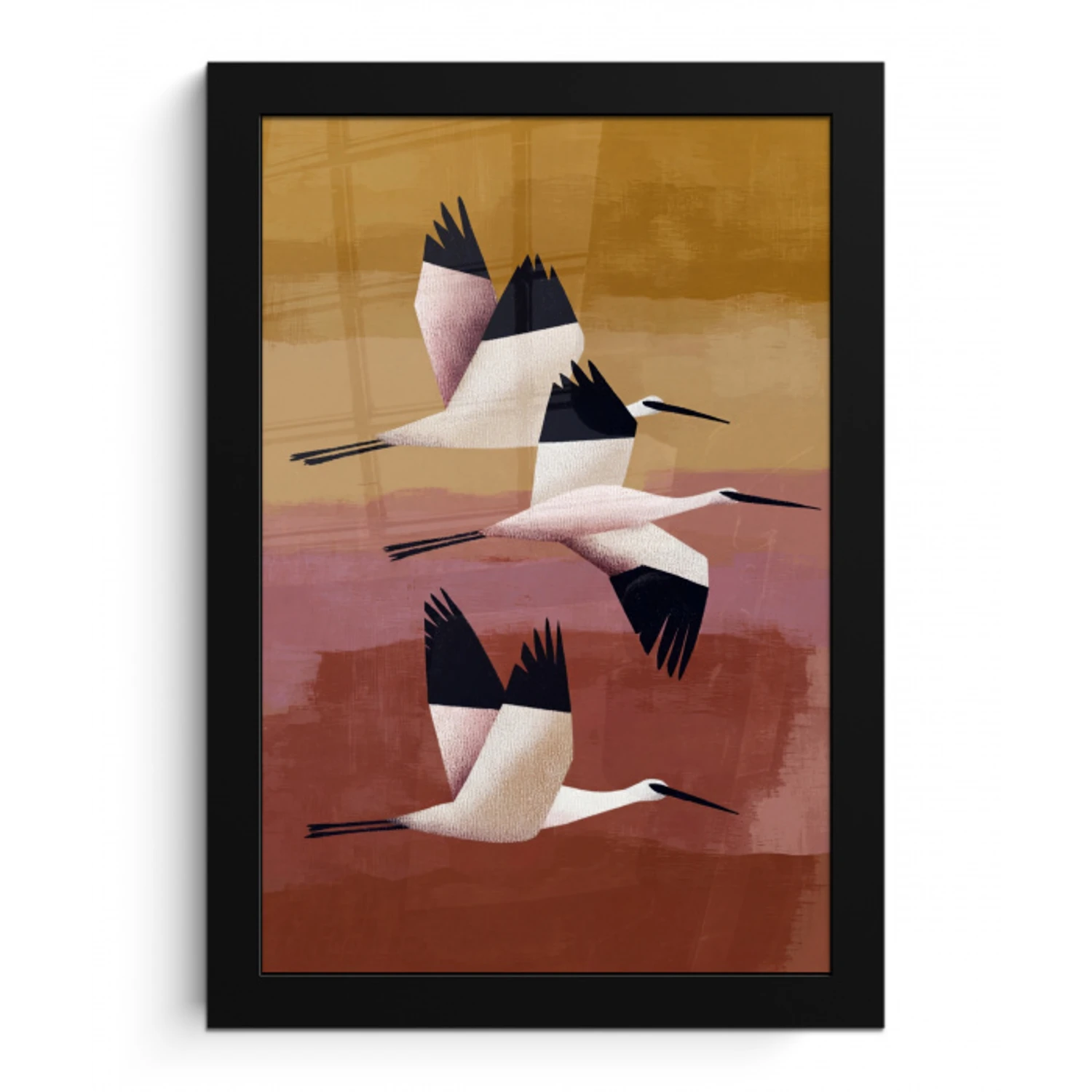 Vogels - Snavel - Abstract fotolijst zwart zonder passe partout klein -3d