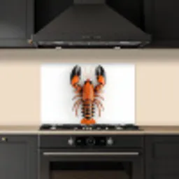 Kreeft - Zwart - Oranje - Wit - Uniek keuken achterwand spatscherm klein -sfeer1