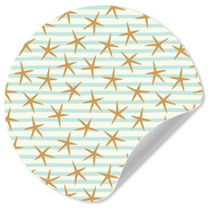 Zee - Ster - Strepen - Blauw Wandcirkel behangsticker klein 186 -3d