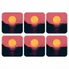 Zon - Geel - Bergen - Water onderzetter kurk middel -3d