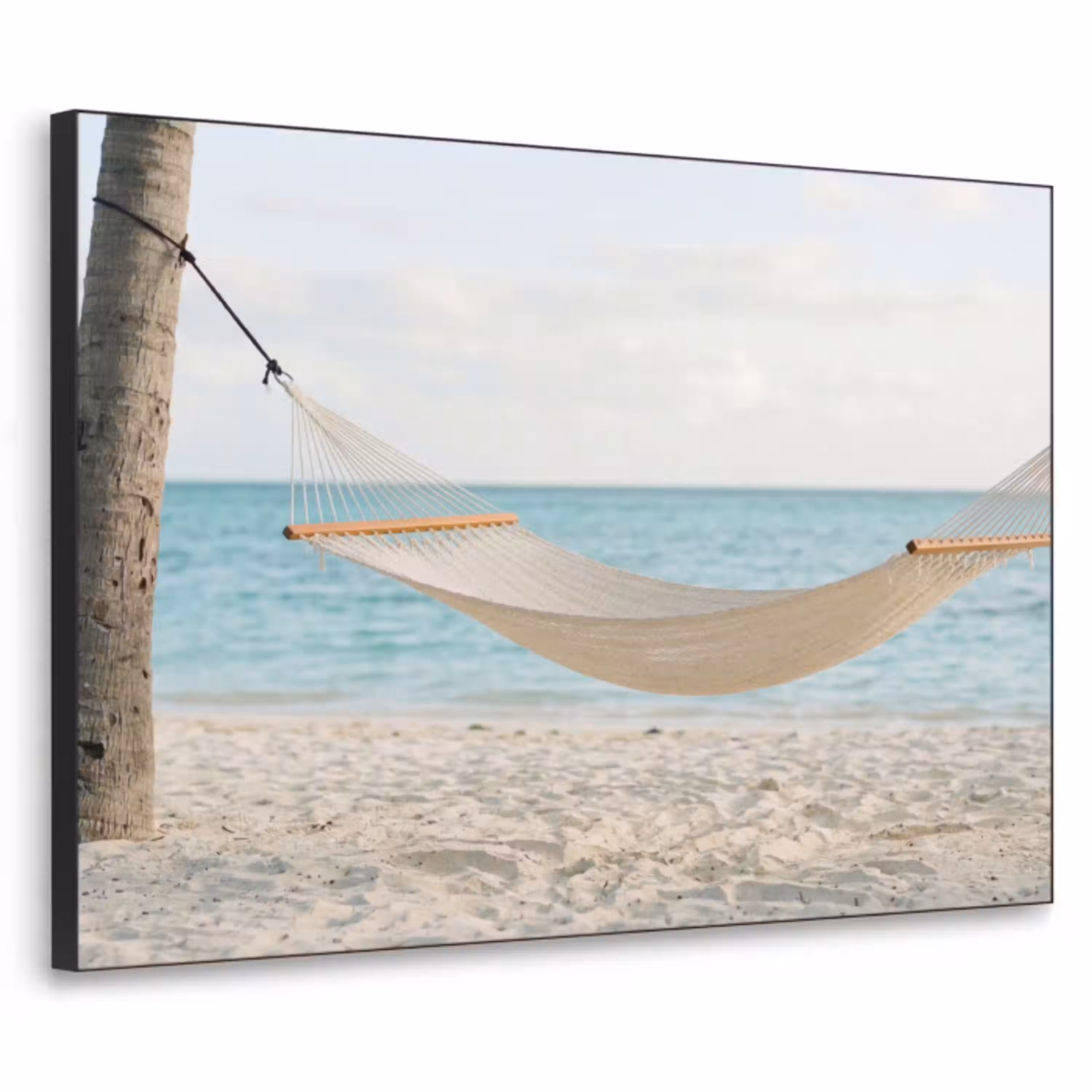Hangmat - Strand - Wit Textielframe zwart klein -3d