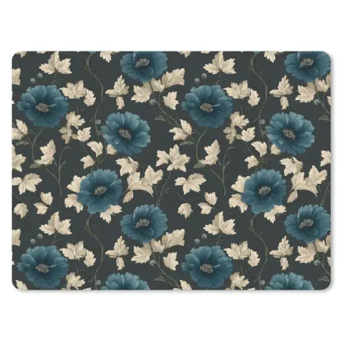 Botanisch - Bloemen - Blauw muismat rubber klein 262 -3d