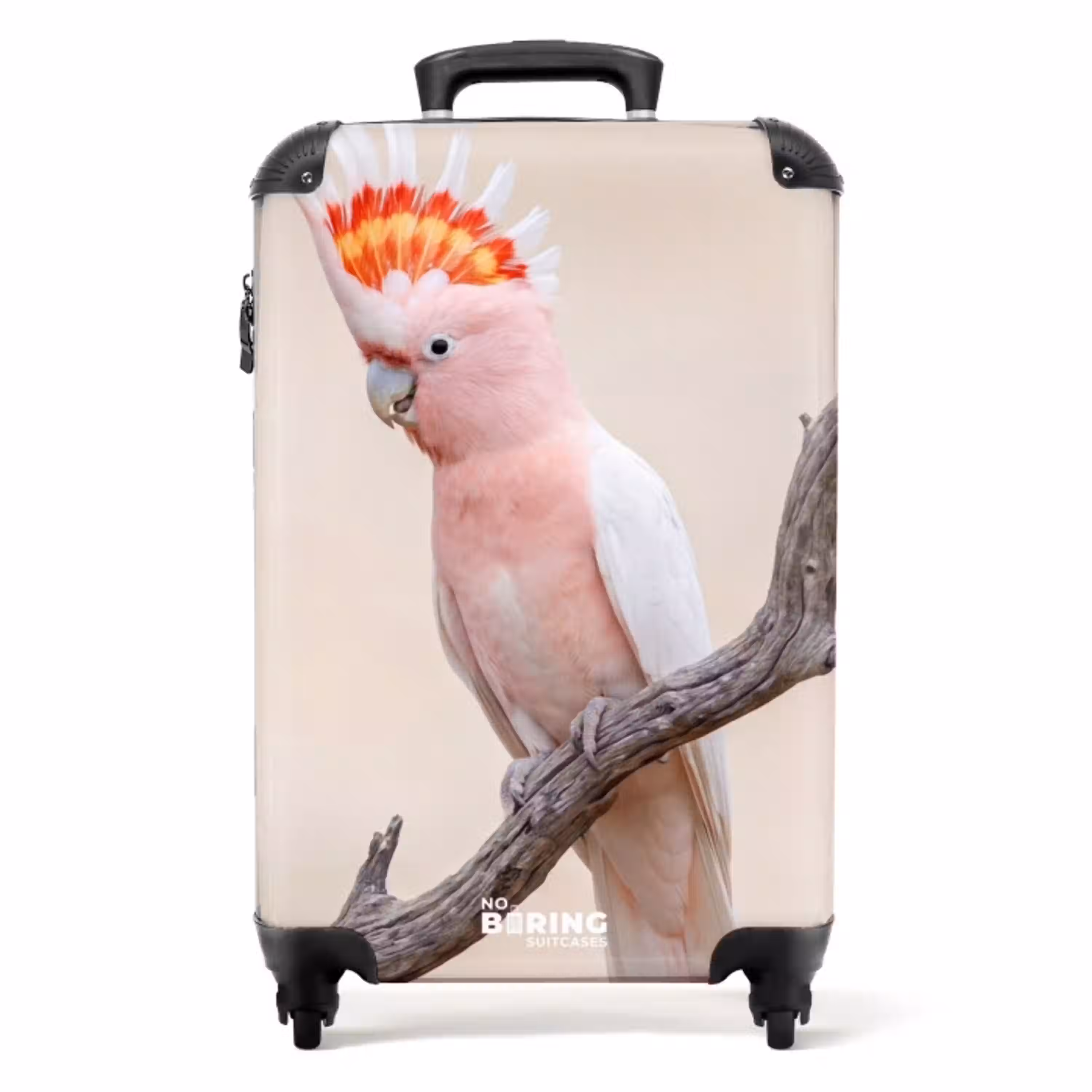 Papagaai - Tak - Roze NBS - Handbagage koffer - Volwassenen Unisex middel -productfoto_recht