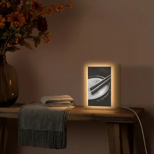 Trommel - Close-up - Drumstokken - Zwart Light Box met kabel (Tafellamp) klein -sfeer4