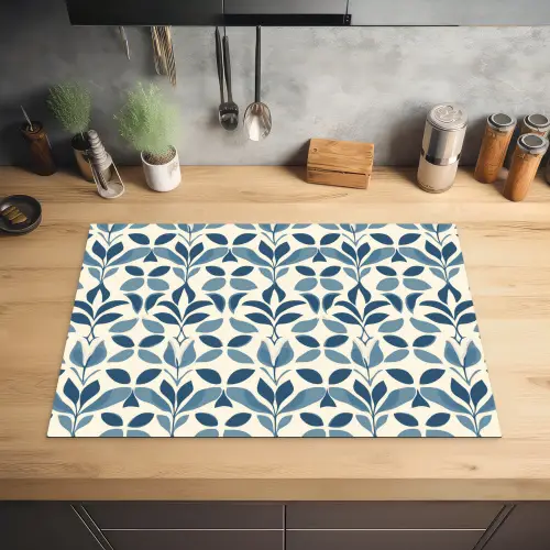 Flora - Modern - Blauw Inductie beschermer vinyl 3mm klein 276 -sfeer5