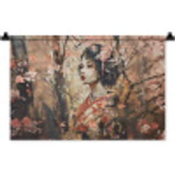 Kimono - Vrouw - kersenbomen Wandkleed katoen klein -zz3d