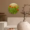 Lente - Bloemen - Rood - Klaproos - Gras - Groen Wandcirkel kunststof plaat 5mm dik klein -sfeer1