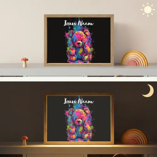 Beer - Verf - Kleurrijk - Knuffeldier Light Box met batterij (Wandlamp kind) middel -sfeer3_kind