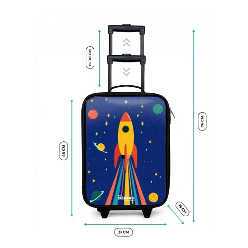 Raket - Sterren - Planeet - Ruimte Kinderkoffer - Zwart klein -productfoto_formaten
