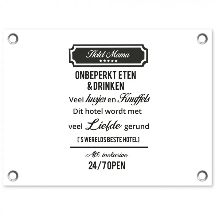 Quotes - Mama - Spreuken - Hotel mama tuinposter los doek klein -3d