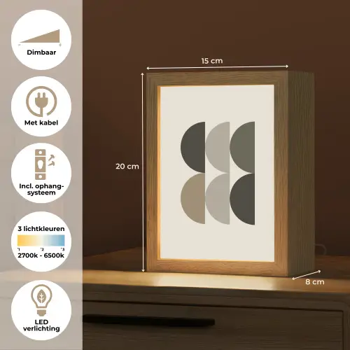 Halve cirkels - Aardetinten - Grafisch Light Box met kabel (Tafellamp) klein -USP_NL