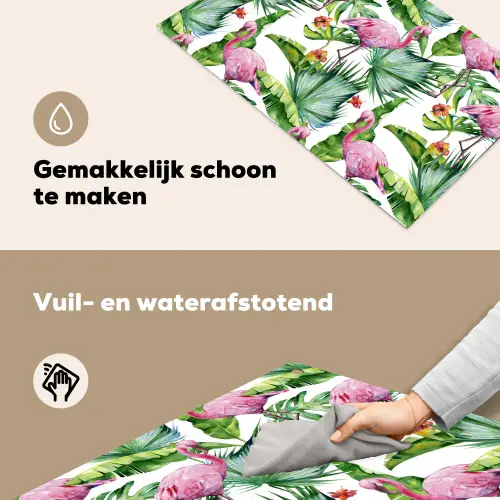 Flamingo - Bloemen - Bladeren - Jungle - Tropical Inductie beschemer met haakjes klein -ky-schoon-nl
