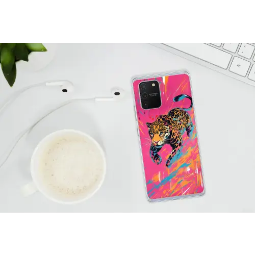 Luipaard - Roze - Oranje - Blauw - Verf Telefoonhoesje Samsung Galaxy S10 Lite klein -oordopS10Lite