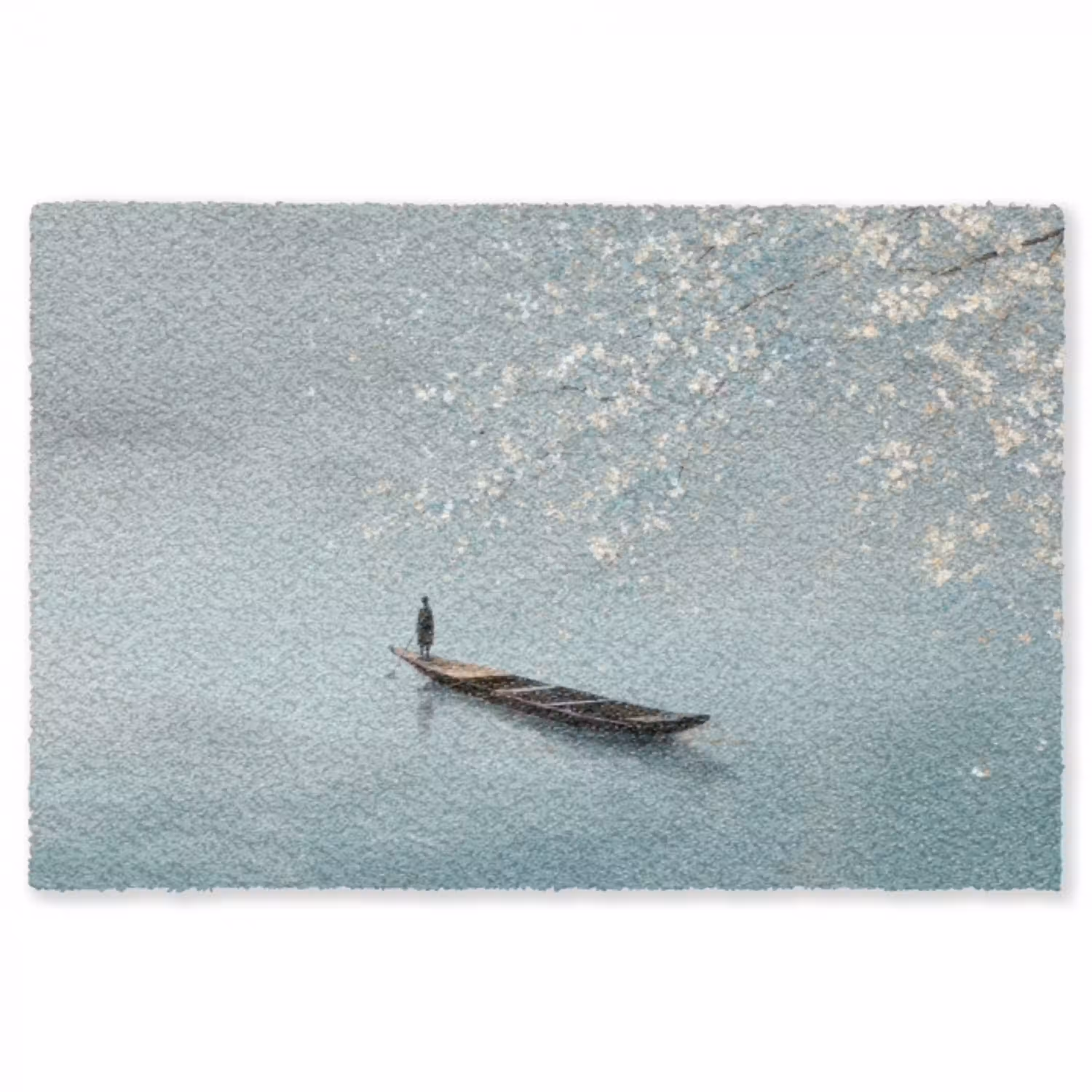 Bloesems - Minimalistisch - Wateroppervlak - Boot Vloerkleed Rechthoek klein -3d