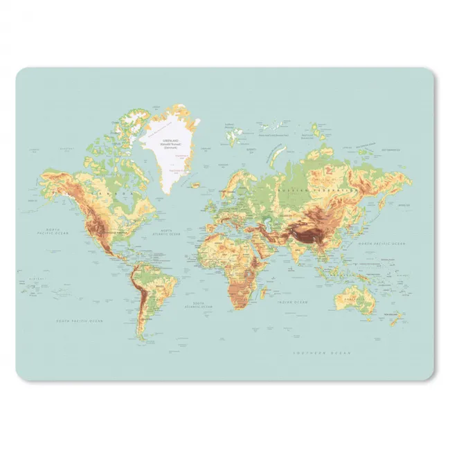 Mouse Pad - World map - Realistic - Blue