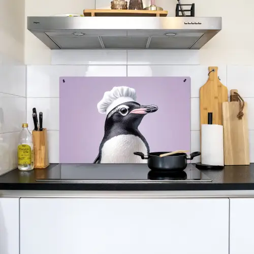 Pinguïn - Koksmuts - Lief - Paars Inductie beschemer met haakjes klein -sfeer2