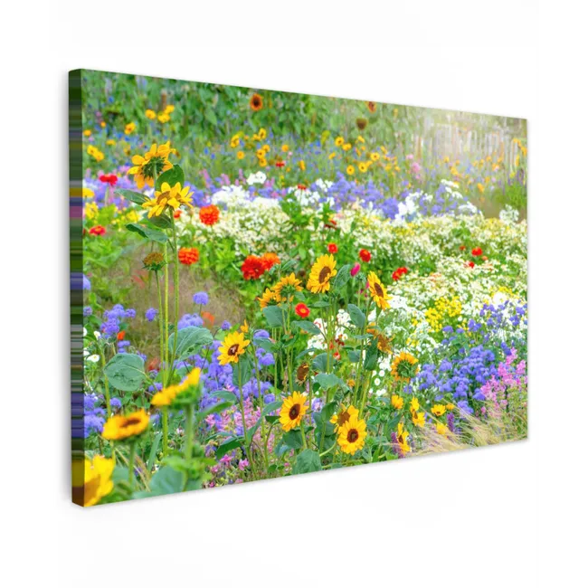 Buiten canvas - Zomerbloemen in volle bloei