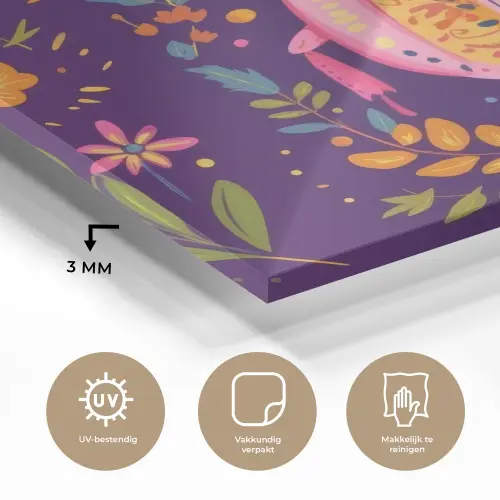 Kever - Felgekleurd - Bloemen - Bladeren plexiglas 5mm klein -sfeer2