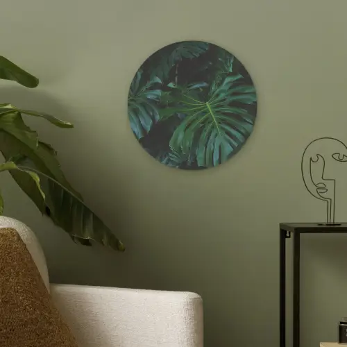 Monstera - Bladeren - Tropical Akoestische PET Vilt - Rond klein -sfeer2