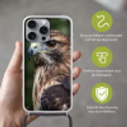 Buizerd - Roofvogel - Natuur - Bruin Hoesje iPhone 16 Pro Max met koord klein -sfeer2_NL