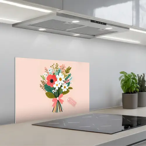 Boeket - Strikje - Kaartje - Quote keuken achterwand spatscherm klein -3d_schuin
