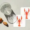 Kreeft - Waterverf - Aquarel - Oranje onderzetter kurk middel -sfeer4