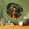 Vrouw - Panterprint - Jungle - Natuur - Luxe Wandcirkel Organisch Aluminium middel -sfeer2