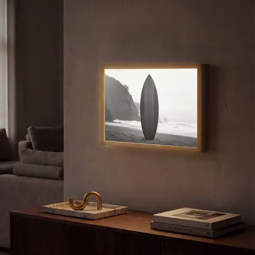 Surfplank - Zand - Zee Light Box met batterij (Wandlamp) middel -sfeer1