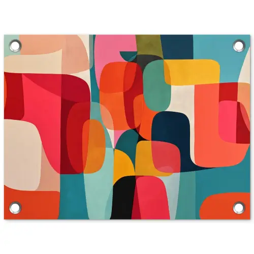 Vormen - Kleurrijk - Abstract - Vlakken tuinposter los doek klein -3d