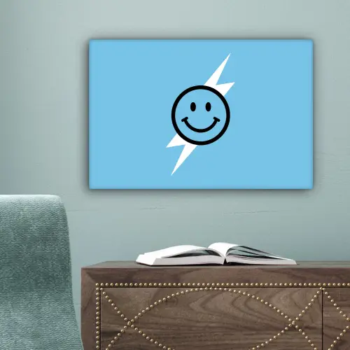 Smiley - Blauw - Bliksem canvas 2cm klein -sfeer4