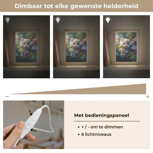 Kitten - Bloemen - Bos - Illustratie - Poes Light Box met kabel klein -USP_dimbaarNL