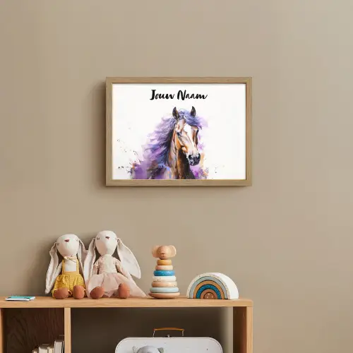 Paard - Dieren - Meiden - Paars - Bruin Light Box met batterij (Wandlamp kind) middel -sfeer2_kind