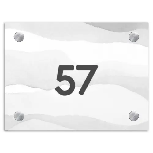Aquarel - Grijs - Traditioneel Naambord Rechthoek middel -3d