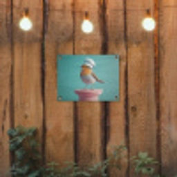 Roodborstje - Vogel - Koksmuts - Sokkel tuinposter los doek klein -sfeer1