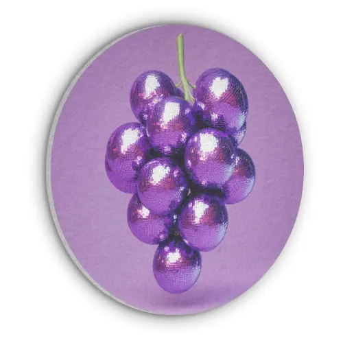 Druif - Disco - Glitter - Paars Akoestische PET Vilt - Rond klein -3d